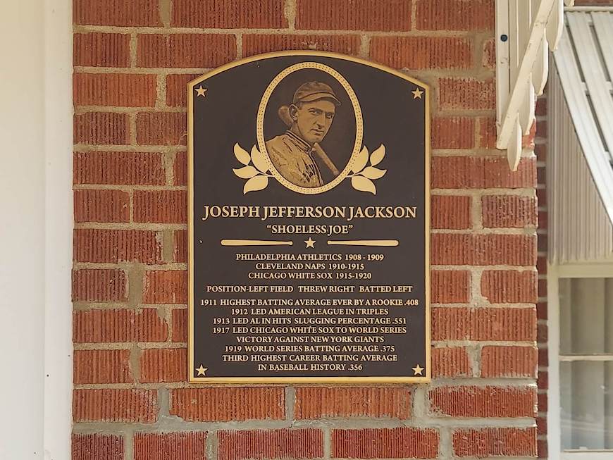 Shoeless Joe Jackson plaque